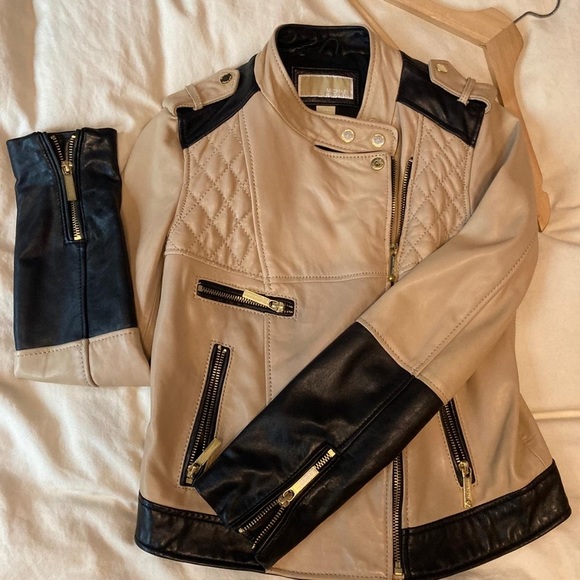 COPY - Michael Kors two toned leather jacket - Picture 2 of 5